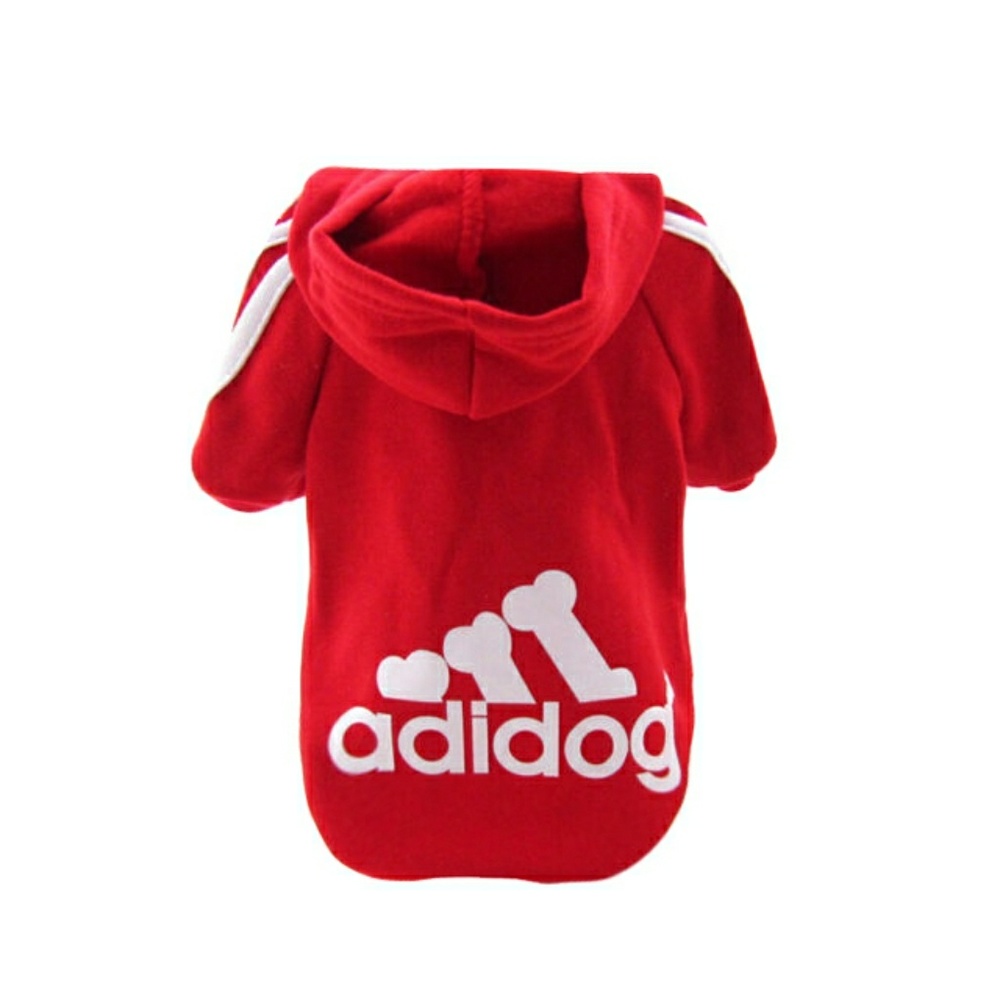Red striped Adidog hoodie with reflective shoes